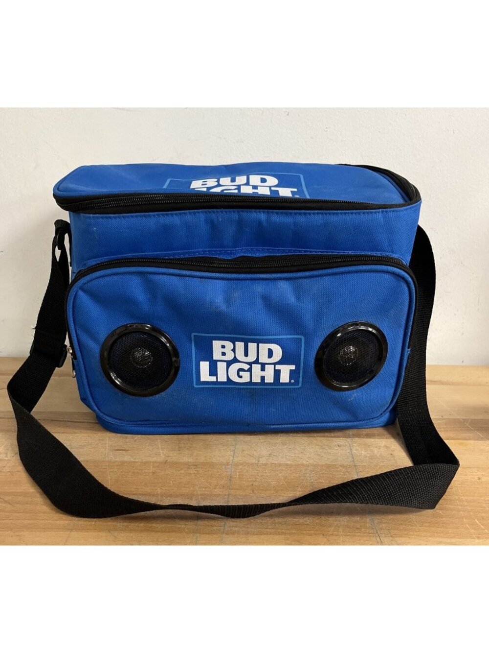 BUD LIGHT Blue Soft Cooler With Built in Bluetooth Speaker Portable Rechargeable
